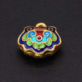 古风景泰蓝滴油珐琅彩手串项链合金饰品配件如意平安锁挂坠088