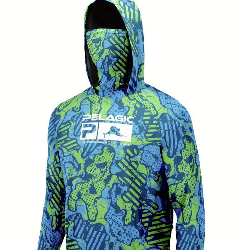 Pelagic Fishing Hoodies Men's New Summer Sun Protection Breathable Long-Sleeved Hooded Mask Fishing Suit