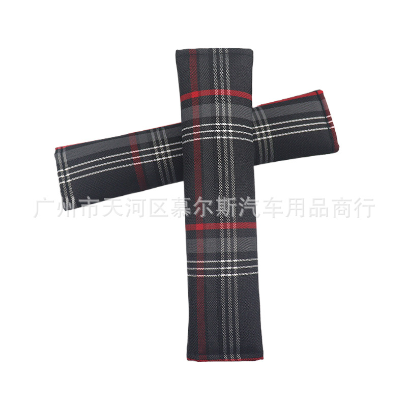 Car Seat Belt Shoulder Pads Car Plaid Shoulder Pads Pair Driving Shoulder Protectors Car Interior Accessories Set