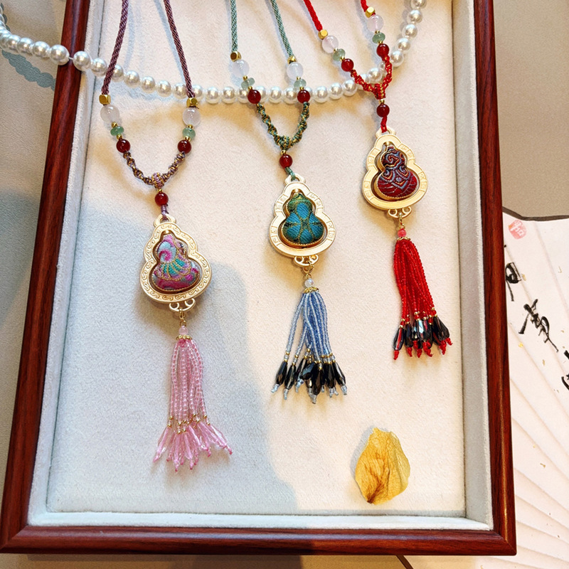 【成品】纯手工新旋转葫芦挂件古风礼品福袋挂饰平安符宋锦项链款|undefined