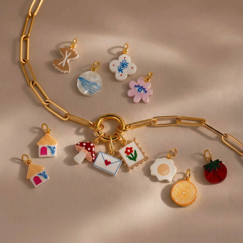 European and American Cross-Border Fashion Trendy New Mushroom Love Letter House DIY Pendant Copper Plated 18K Tarnish-Resistant Love Letter Pendant European and American Cross-Border Fashion Trendy New Mushroom Love Letter House DIY Pendant Copper Plated 18K Tarnish-Resistant Love Letter Pendant
