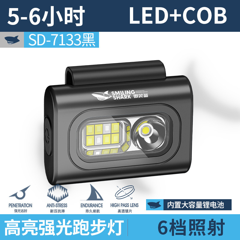 跨境新款户外夜跑磁吸多功能头灯便携衣夹灯手电筒跑步灯可充电运|undefined