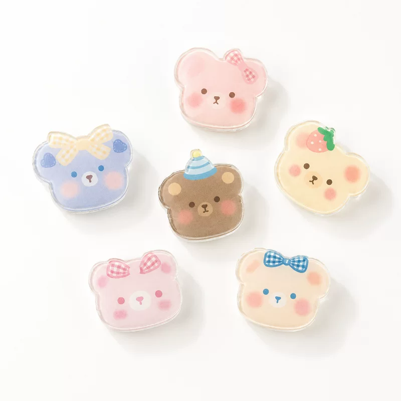 Acrylic Badge Pin Cute Bear Brooch, 3 cm Charming Cartoon Design, lightweight 0.003 kg