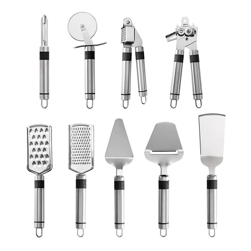 Кухонная посуда из нержавеющей стали Имбирная бритва Нож для пиццы Гуаровая бритва Лопата для сыра Лопата для торта Сковорода Консервный нож Чесночный пресс