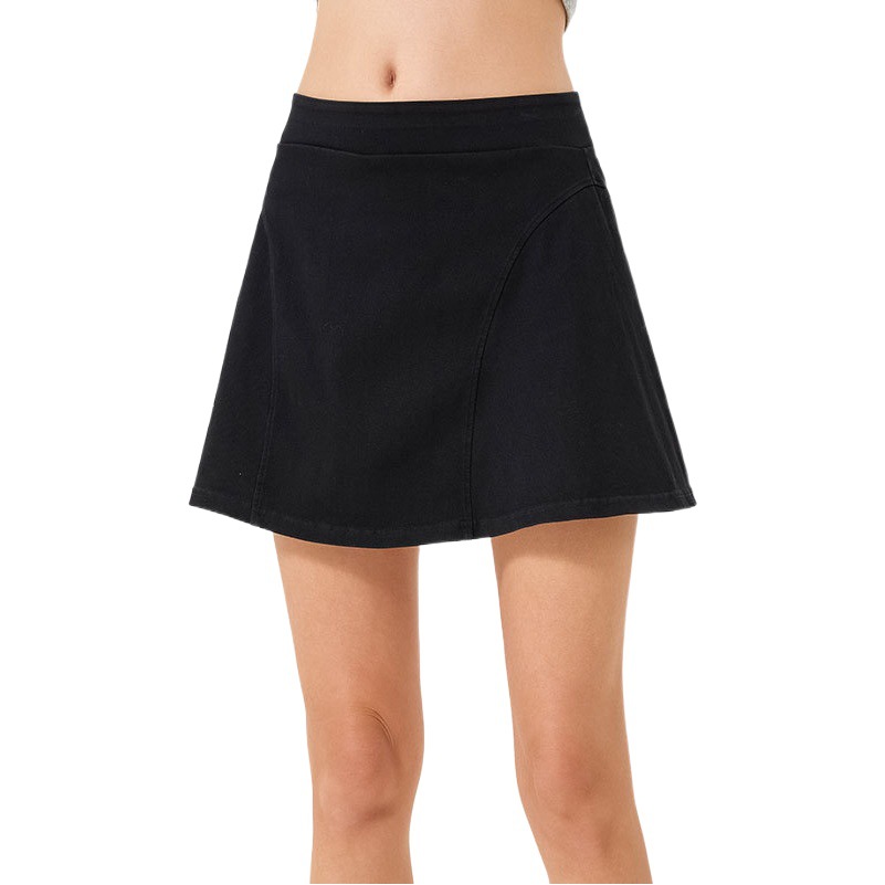 Otoño y invierno nuevo alto elástico falso de dos piezas denim falda de yoga para mujeres cintura alta adelgazamiento de caderas deportivas pantalones cortos de fitness