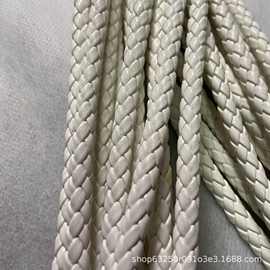 织带绳子皮革圆形6股编织绳6MM扁形彩色圆形皮绳挂绳配件饰品手提