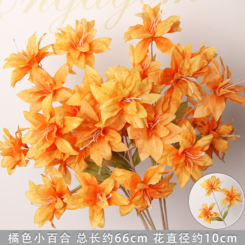 Flores de imitación naranja peonía naranja hortenida neblina orquídea flor flor de boda seda naranja