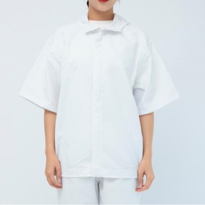 无尘防静电分体连帽工作服上衣 短袖食品内包药品车间净化服上衣