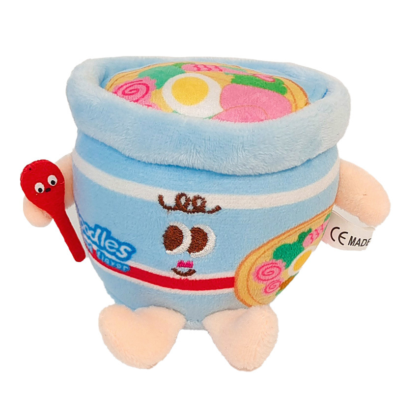 Bonito bolso de carne de carne de fideos de tazón pequeño bolso de jaula de peluche colgante de llavero de peluche creativo muñeca de peluche pareja mochila colgante