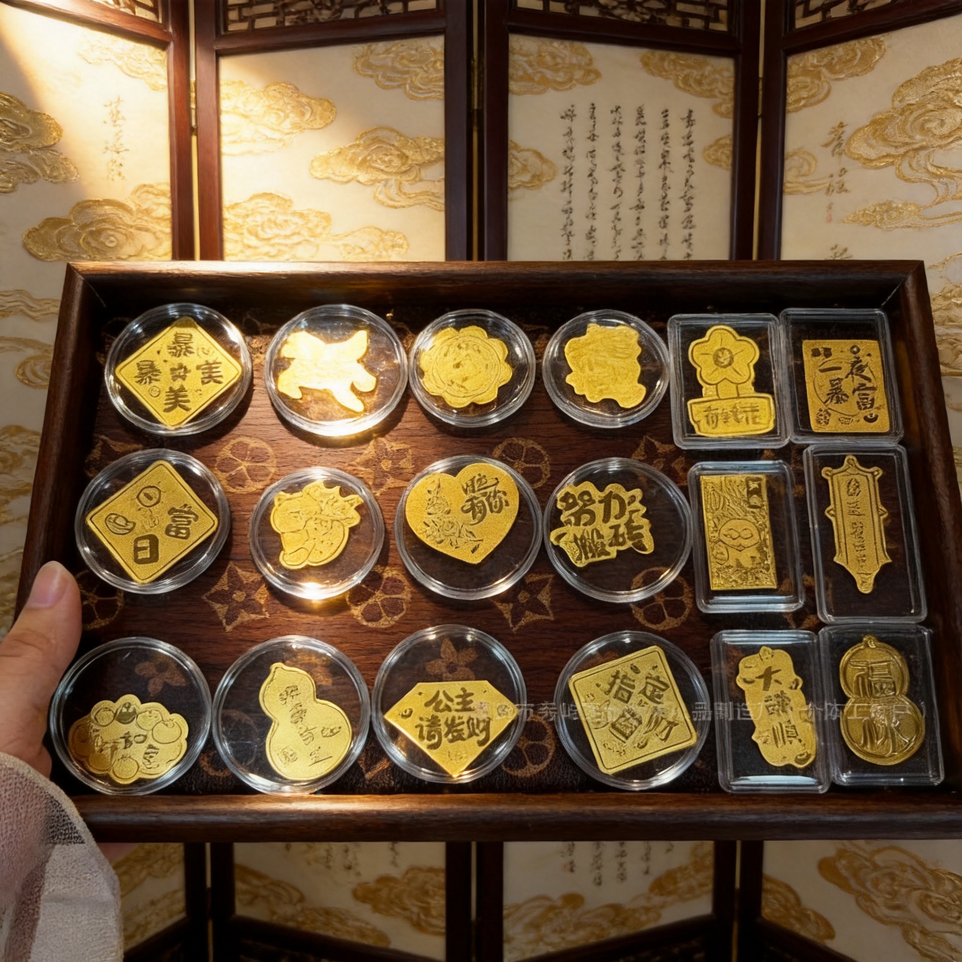 水贝同款足金999黄金2mg手机贴可定制开业送礼引流金箔小礼品批发