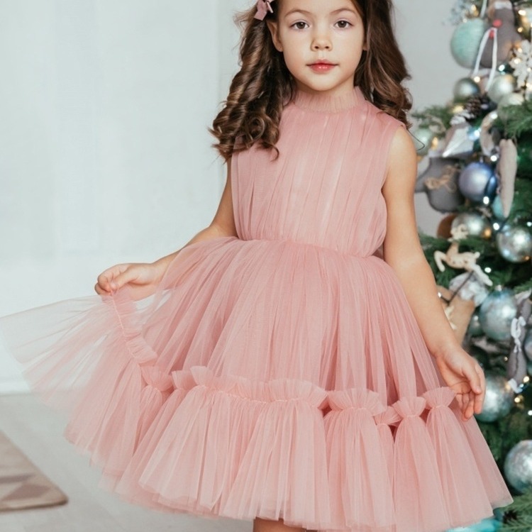 Abito in tulle stile principessa per bambine, ideale per feste, servizi fotografici e occasioni speciali, con design da presentatrice, per bambine da 0 a 3 anni._voghion.com