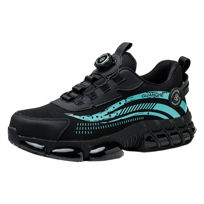 Трансграничная защитная обувь, модные вращающиеся кнопки, противоударная, противопрокольная, легкая защитная обувь из мух, рабочая обувь для строительной площадки.
