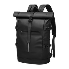 リュックサック男性大容量巻き口リュックサックファッション個性出張旅行カバン高級感大学生カバンクロスボーダー