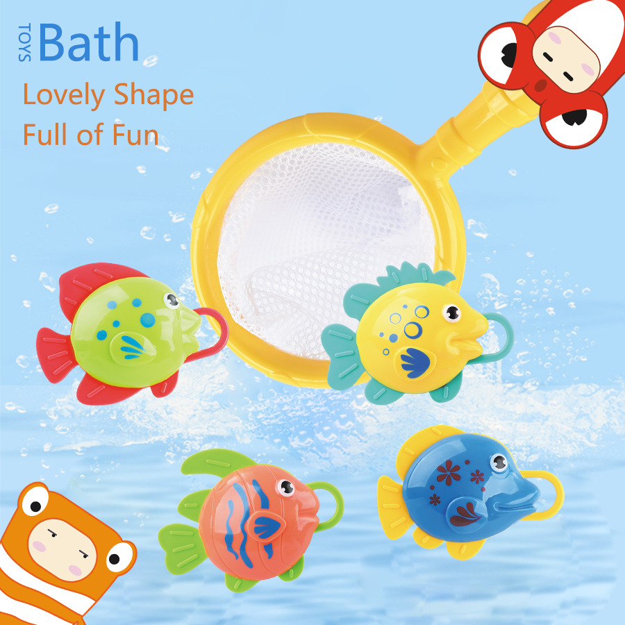 Internet Celebrant Baby Bathing Toy Children Boys Girls Baby Small Fish Fishing Net suit Water Play Swimming Spray Toy