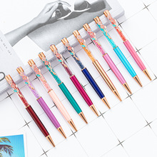 时尚水晶笔创意花笔夹金属圆珠笔批发多色旋动礼品广告笔印刷logo