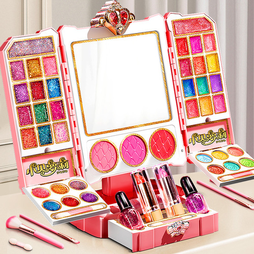 Children's Cosmetics Toys Princess Doll Set Dressing Table Play House Girl Music Makeup Box Wholesale Gift