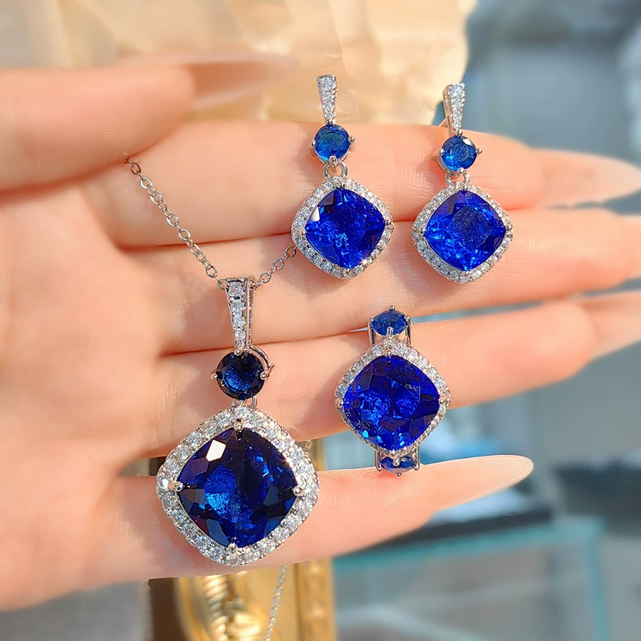 П pendant из сапфира королевский, серьги, кольцо, набор