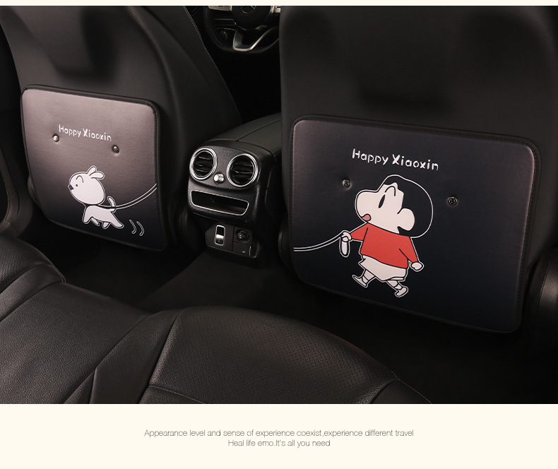 Cute Shin-Chan Car Rear Seat Anti-Kick Mat for Women, Cartoon Car Seat Back Protector, Hanging Anti-Dirt Mat