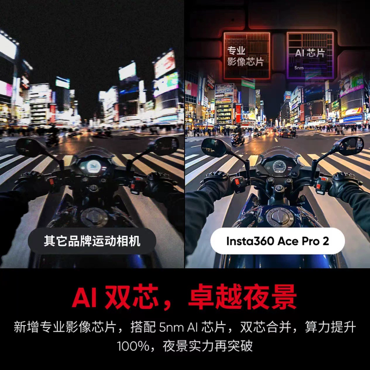 Камера спортивная Insta360 Shadow Stone Ace Pro 2 Image Sports Camera для мотоциклизма AI умная стабилизация видеозаписи