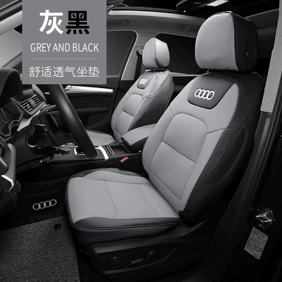 Specially Used for Audi Q5L Seat Cushion Q2L Fully Surrounded Leather Q6 Q4E Q5 Q7 Q3 Four-Season Car Seat Cover (Modelə uyğun (Original) oturacaq örtükləri) - gray-black-standard-version-five-seats-nappa-leather-fully-surrounded-front-and-rear-rows
