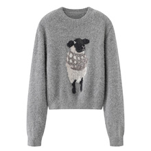 现货 2025冬季新款女休闲时尚百搭趣味卡通套头圆领针织衫2J4E470