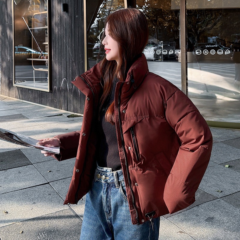 Comercio exterior ropa de algodón para mujeres de cuello corto chaqueta de algodón casual holgada coreana hombre pequeño invierno 2025 nuevo image 7