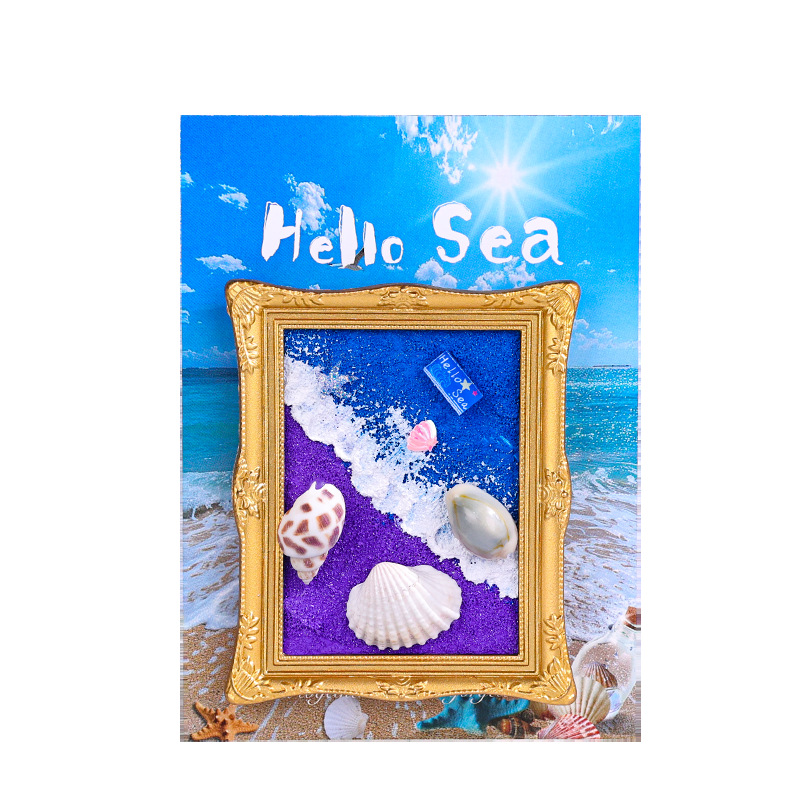 바다 사진 프레임 냉장고 스티커 질감 그림 바다 파도 해변 조개 조개 장식 해안 도시 여행 기념품 선물