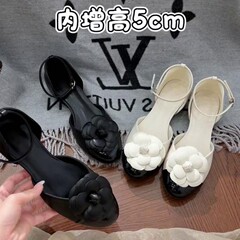羊皮版~小香风绝美山茶花真皮包头凉鞋女夏季新款一字扣玛丽珍鞋
