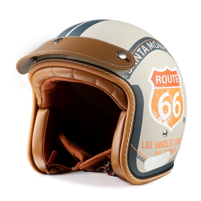 3c helmet, customizable, Motosiklet kaskı (dəbilqə) - 66-brown-leather-brim-m55-56