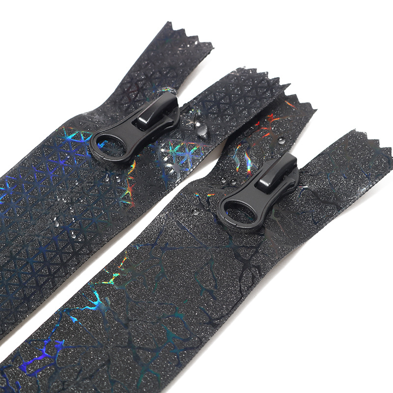 工厂批发3#5#8#号彩印多工艺纹理防水拉链条闭尾20cm反拉尼龙拉链