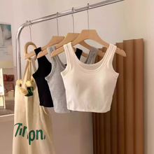 一件代发带胸垫背心女夏季百搭短款辣妹露脐性感打底小背心女批发