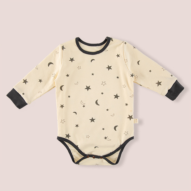 Bebé primavera y otoño ropa de manga larga traje de algodón ropa de bebé niños cintura alta protección del vientre pijamas mameluco del hogar