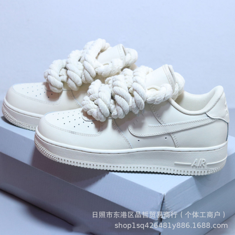 Cross-Border Wholesale Af1 Hemp Rope Sneakers with Thick Laces, Women's Sports Shoes, Air Force One Limited Edition Casual Men's Trendy Shoes Cross-Border Wholesale Af1 Hemp Rope Sneakers with Thick Laces, Women's Sports Shoes, Air Force One Limited Edition Casual Men's Trendy Shoes