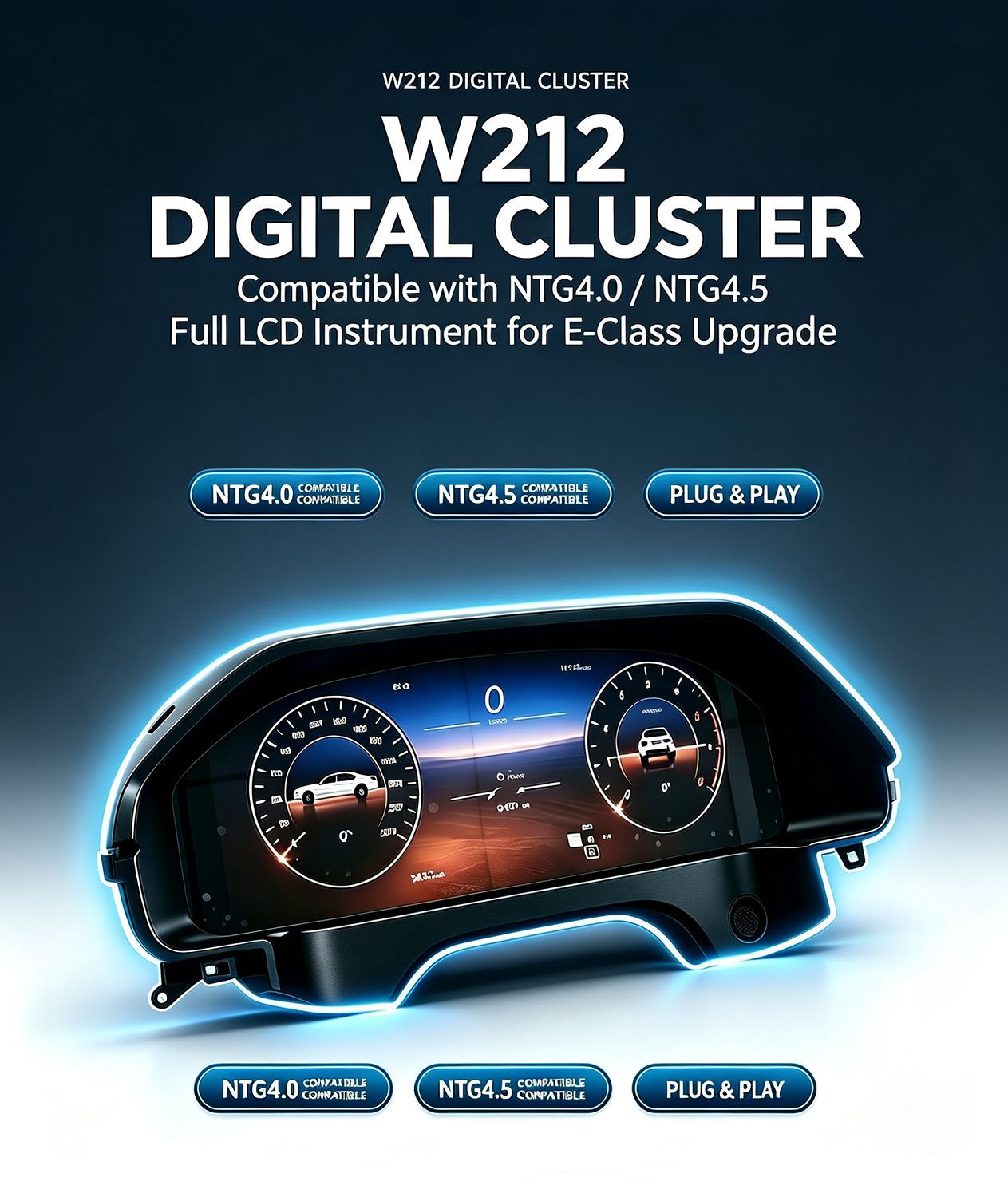 Suitable for Mercedes-Benz E-Class W212/Ntg4.0/4.5 Upgrade 12.3inch Full Lcd Instrument Panel Plug and Play