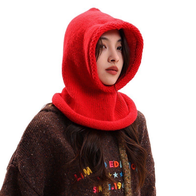 Cagoule coréenne pour enfants, couleur unie, col chaud, protection des oreilles, bonnet tricoté pour couple, pour hommes_voghion.com