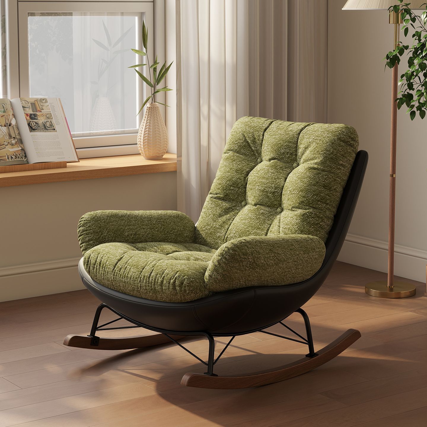 Rocking Chair French-Style Eggshell Small Apartment Lounge Chair Adult Balcony Living Room Rocking Chair Leisure Lazy Sofa Lounge Chair