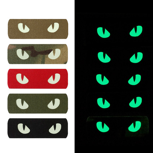 Cross-border outdoor luminous devil's eyes foreign trade supply cat's eye morale tactical seal reflective bag patch seal Velcro