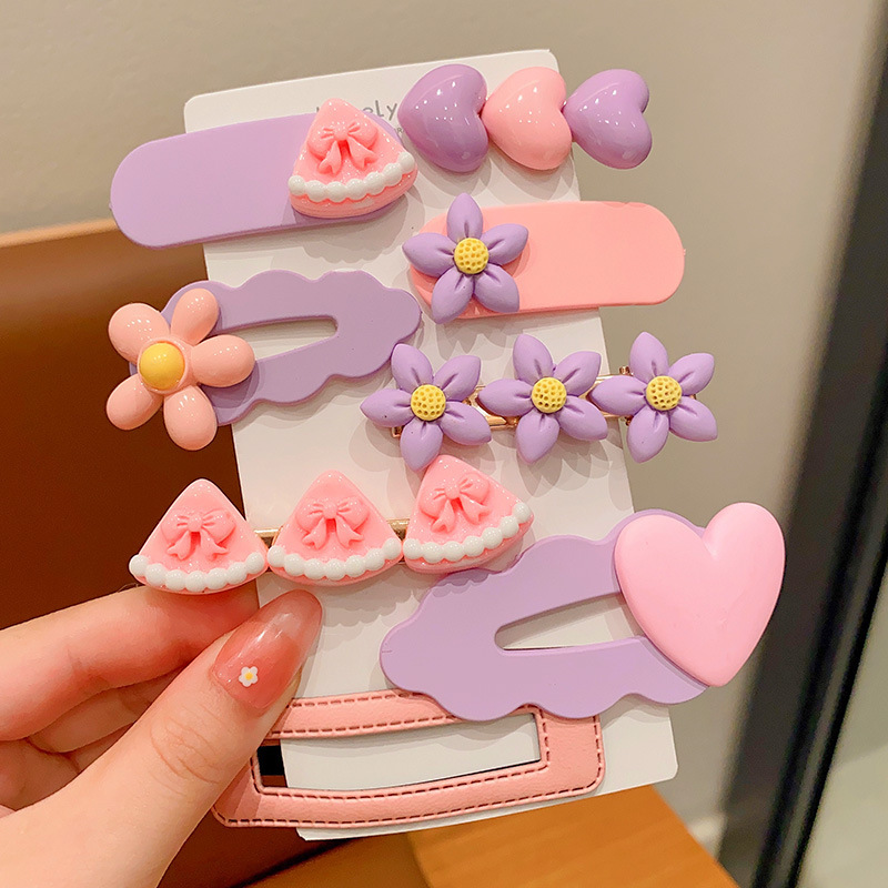 Niños lindos flores de dibujos animados clip para el cabello bebé pequeño clip no lastimar el cabello de la tela de la niña clip de borde de la mejilla