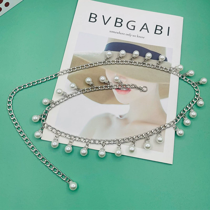 Жемчужная цепочка на талии дамы сладкие декоративные кисточки с бахромой пояс платье аксессуар минималистичный ветер жемчужная повязка на талии аксессуар