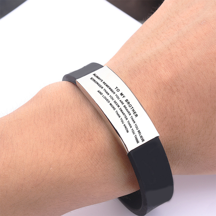 Simple Style Letter Stainless Steel Silica Gel Menu0027S Bangle