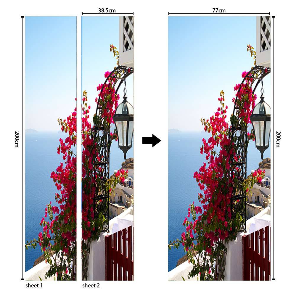 Pegatinas para puertas 3D respetuosas con el medio ambiente, autoadhesivos, fabricantes de origen al por mayor, patrones populares transfronterizos de alta definición, adhesivos para puertas impermeables, a prueba de aceite y antiincrustantes