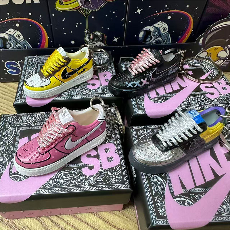 Af1 Air Force One Mini Set Shoe Model Keychain Trendy Brand Bag Accessories Pendant 3D Shoe Shoebox Series