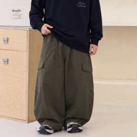 2026秋季新款儿童宽松百搭弯刀休闲长裤男中大童口袋休闲工装裤潮