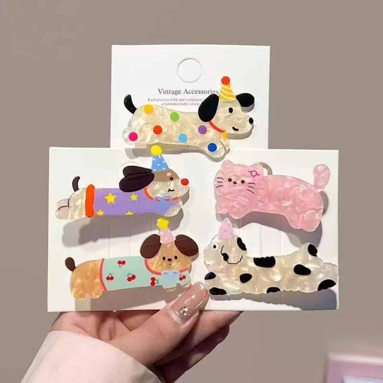 New Cartoon Puppy Kitty Acrylic Hairpin Ins Girly Heart Cute Bangs Side Hairpin All-match Headwear