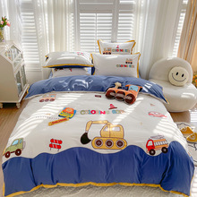 卡通风高档全棉水洗棉四件套纯棉儿童被套床单男孩床上用品三件套