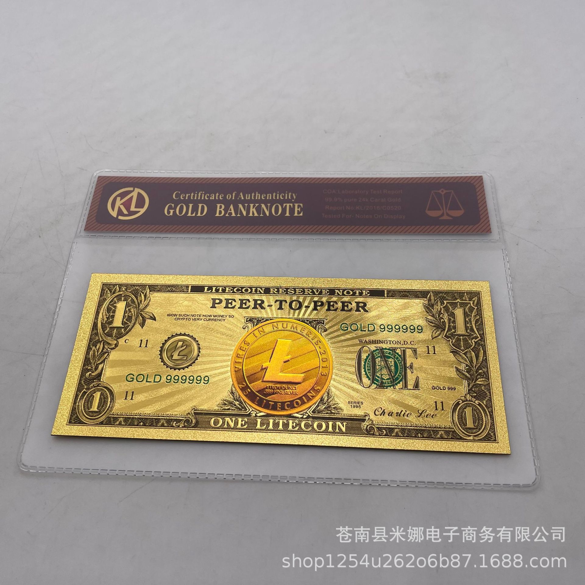 Creative Gift Digital Currency LTC Plastic UV Luminous Gold Foil Plastic Coin Collections