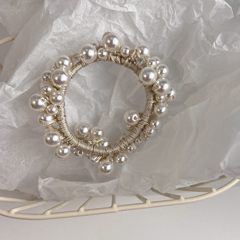 Mode Einfache Gummi Nachahmung Perle Intarsien Strass Haar Krawatte display picture 5