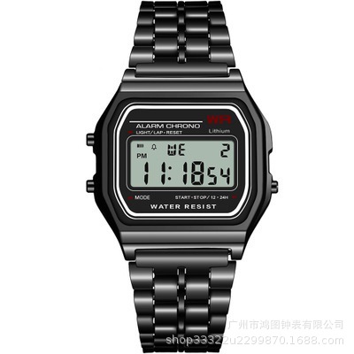 Reloj electrónico LED WR F91W – correa de acero estilo Harajuku, moda retro multifuncional