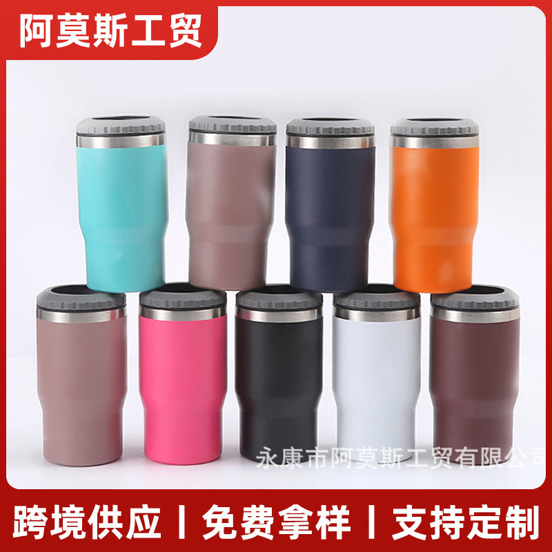 크로스보더 아메리칸 더블 뚜껑 14 온스 저온 보존 탱크 병따개 포함 자동차 컵 2 층 스테인레스 스틸 저온 보존 컵 맥주