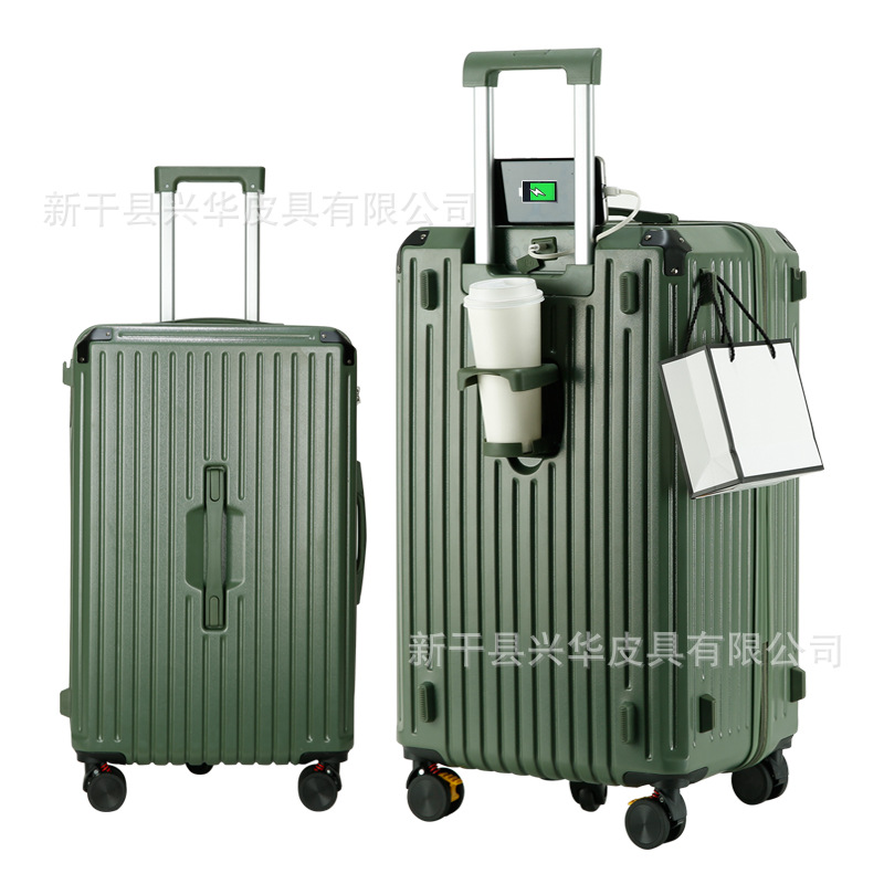 军绿色拉杆箱批发定 制logo图案万向轮密码旅行箱退伍箱包可扩展
